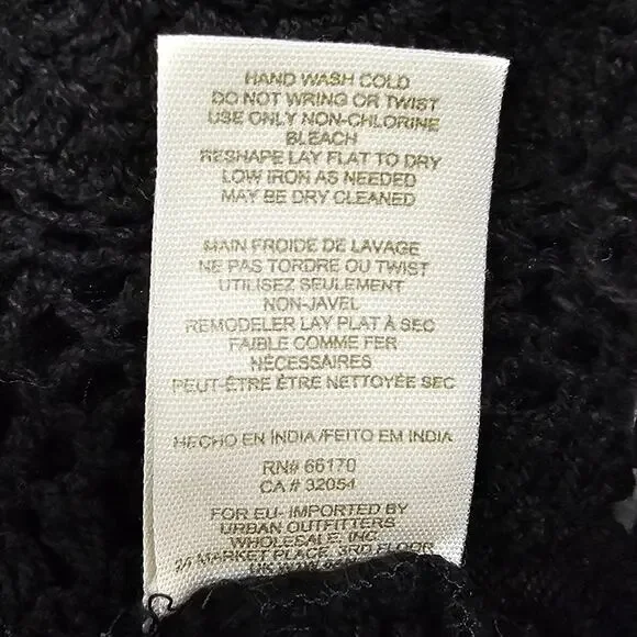 Free People Top Womens Size XS Black Crochet Lace Cut Out Bell Sleeve Whimsigoth - Picture 9 of 14